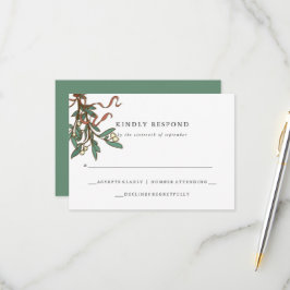 Cartão RSVP Casamento Simples de Férias de Natal com Visco