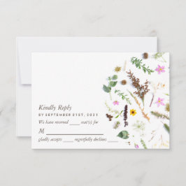 Cartão RSVP Casamento Simples De Flor Botânica