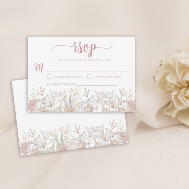 Cartão RSVP Casamento Simples de Flor Selvagem Boho (Criador carregado)