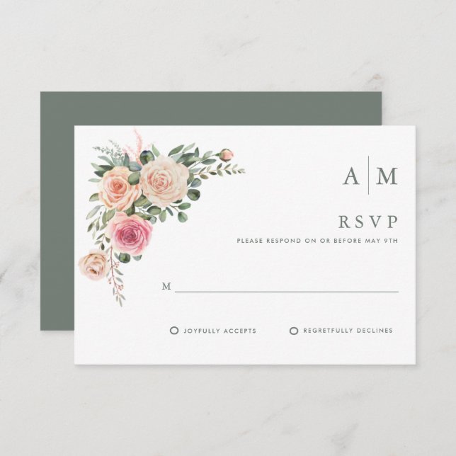 Cartão RSVP Casamento Simples De Jardim Floral (Frente/Verso)