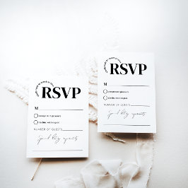 Cartão RSVP Casamento Simples de Monohrom Moderno Mínimo