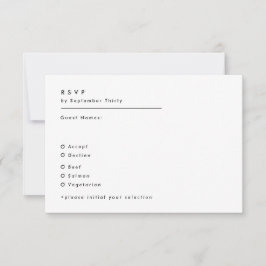 Cartão RSVP Casamento Simples de Negra e Monograma Branco