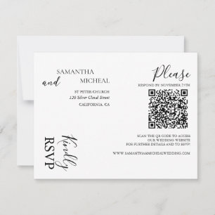 Cartão RSVP Casamento Simples de Preto e Branco Minimalista