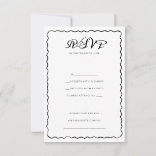 Cartão RSVP Casamento Simples de Quadros Brancos e Pretos