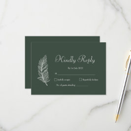 Cartão RSVP Casamento Simples de ROE Dusky Verde e Branco