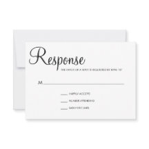 Casamento Simples de Script Elegante Preto e Branc