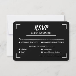 Cartão RSVP Casamento Simples de Script Manuscrito Preto