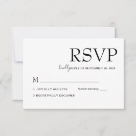 Cartão RSVP Casamento Simples e Clássico Negro e Branco