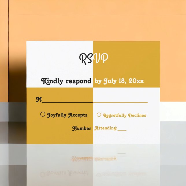 Cartão RSVP Casamento Simples e Dourado Prata Negra Elegante (Criador carregado)
