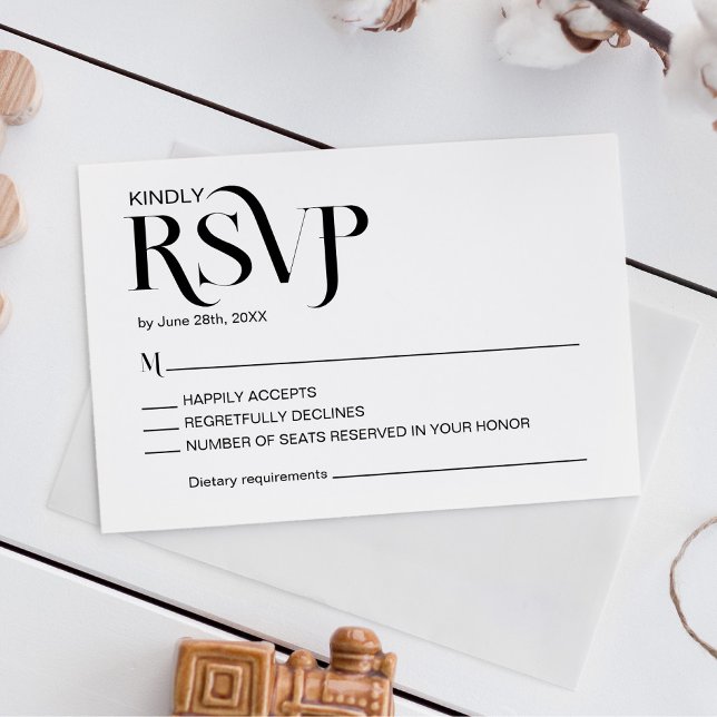 Cartão RSVP Casamento Simples e Elegante (Criador carregado)