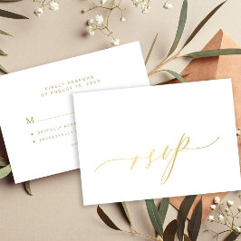 Cartão RSVP Casamento simples e elegante com script de caligra