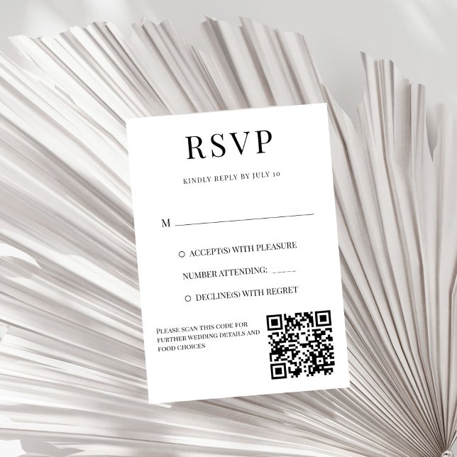 Cartão RSVP Casamento simples e elegante preto e branco (Black and white elegant simple wedding RSVP card wedding invitation suite)