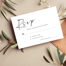 Cartão RSVP Casamento simples e moderno de script casual