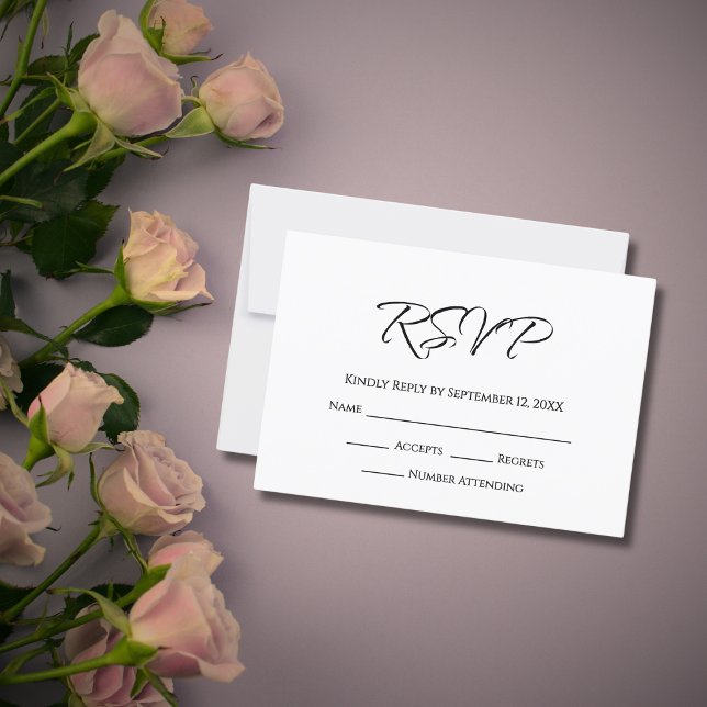 Cartão RSVP Casamento Simples Elegante de Script Moderno (Criador carregado)