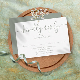Cartão RSVP Casamento Simples Elegante Rota Verde Script