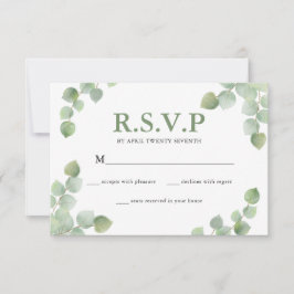 Cartão RSVP Casamento Simples Eucalyptus Greenery