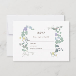 Cartão RSVP Casamento Simples Floral minimalista
