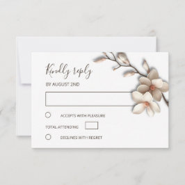 Cartão RSVP Casamento Simples Magnólia Marfim 3D