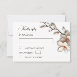 Cartão RSVP Casamento Simples Magnólia Marfim 3D