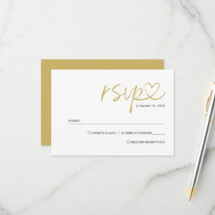 Cartão RSVP Casamento Simples Minimalista com Letra Manuscrita