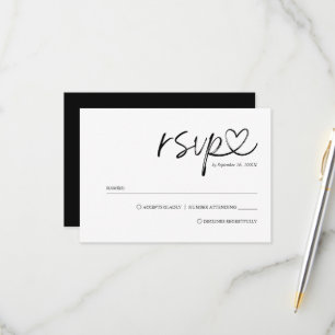 Cartão RSVP Casamento Simples Minimalista com Letra Manuscrita