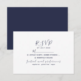 Cartão RSVP Casamento Simples Moderno Azul Marinho