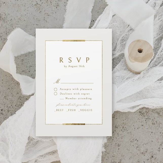 Cartão RSVP Casamento Simples Moderno da Elegância (Framed Elegance Simple Modern Classy Wedding RSVP Card)