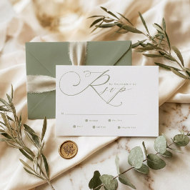 Cartão RSVP Casamento Simples Moderno em Verde e Branco