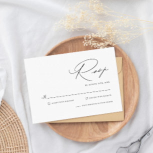Cartão RSVP Casamento Simples Moderno Minimalista Preto e Bran