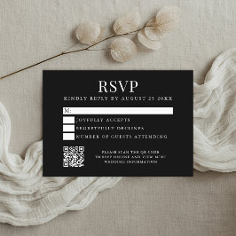 Cartão RSVP Casamento Simples Moderno Preto e Branco