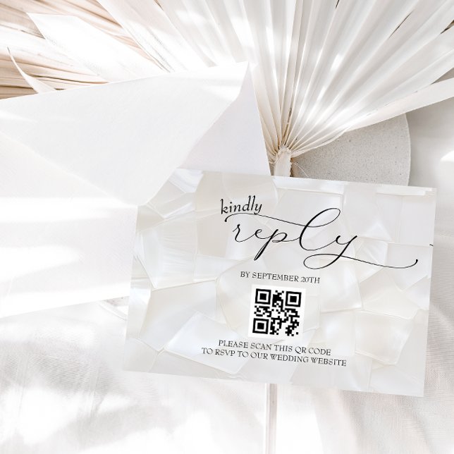 Cartão RSVP Casamento Simples Moderno QR (Criador carregado)