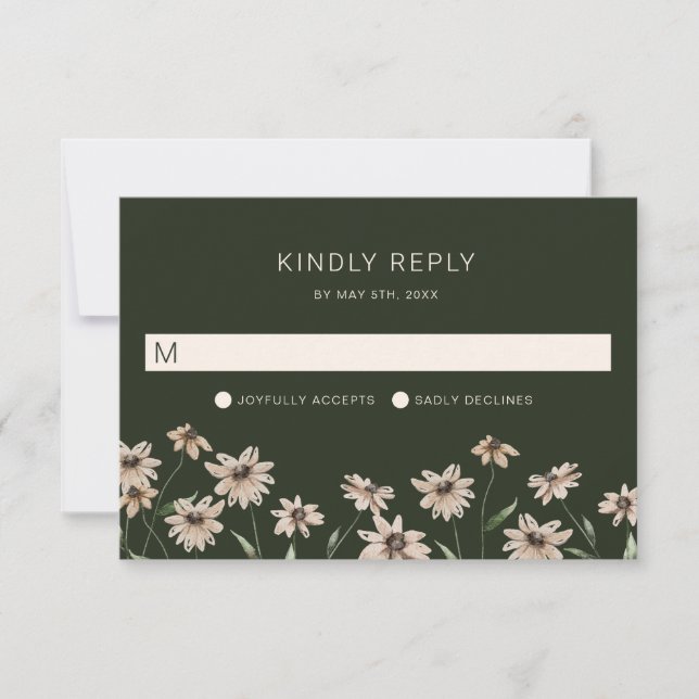 Cartão RSVP Casamento Simples Moderno Verde (Frente)