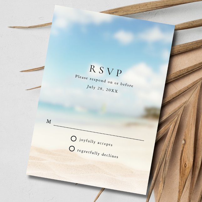 Cartão RSVP Casamento Simples na Praia (Simple Beach Wedding RSVP Card)