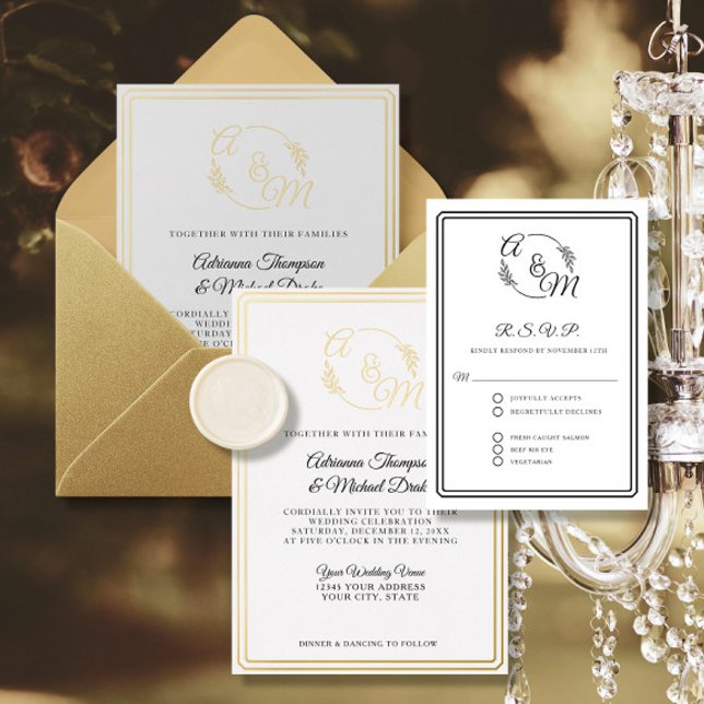 Cartão RSVP Casamento Simples, Negro e Branco Moderno Elegante (Criador carregado)