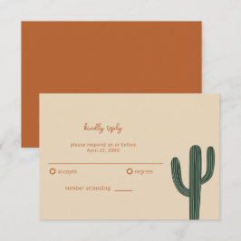 Cartão RSVP Casamento Simples no Deserto Boho