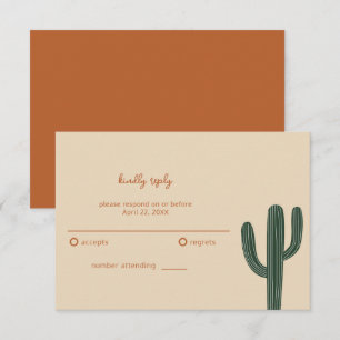 Cartão RSVP Casamento Simples no Deserto Boho