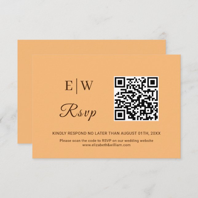 Cartão RSVP Casamento Simples por Monograma Elegante (Frente/Verso)