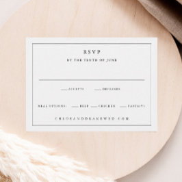 Cartão RSVP Casamento Simples Preto e Branco 