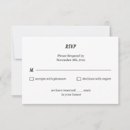 Cartão RSVP Casamento Simples Preto e Branco Personalizado