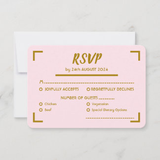 Cartão RSVP Casamento Simples Rosa Escrito à Mão