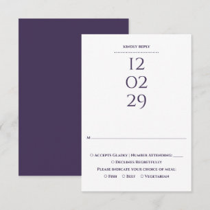 Cartão RSVP Casamento Simples Roxo Data Especial