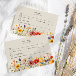 Cartão RSVP Casamento Simples Rustic Wildflower Elegant Floral