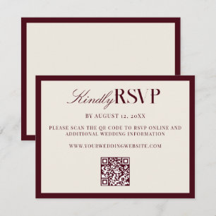 Cartão RSVP Casamento Sofisticado Burgundy Old Money