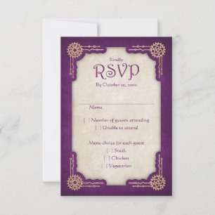 Cartão RSVP Casamento Steampunk