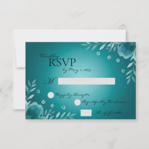 Cartão RSVP Casamento Teal Whisper Blooms