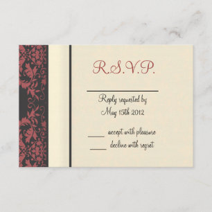 Cartão RSVP Casamento tema damasco da melancia & do creme
