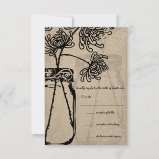 Cartão RSVP Casamento tema damasco Romântico Mason Jar Shadows