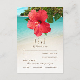 Cartão RSVP Casamento temático da praia havaiana tropical do