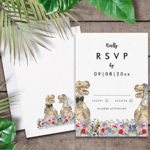 Cartão RSVP Casamento Temático de Dinossauros