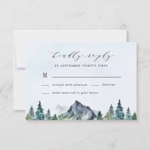 Cartão RSVP Casamento Temático Rústico Elegante Aquarela Monta
